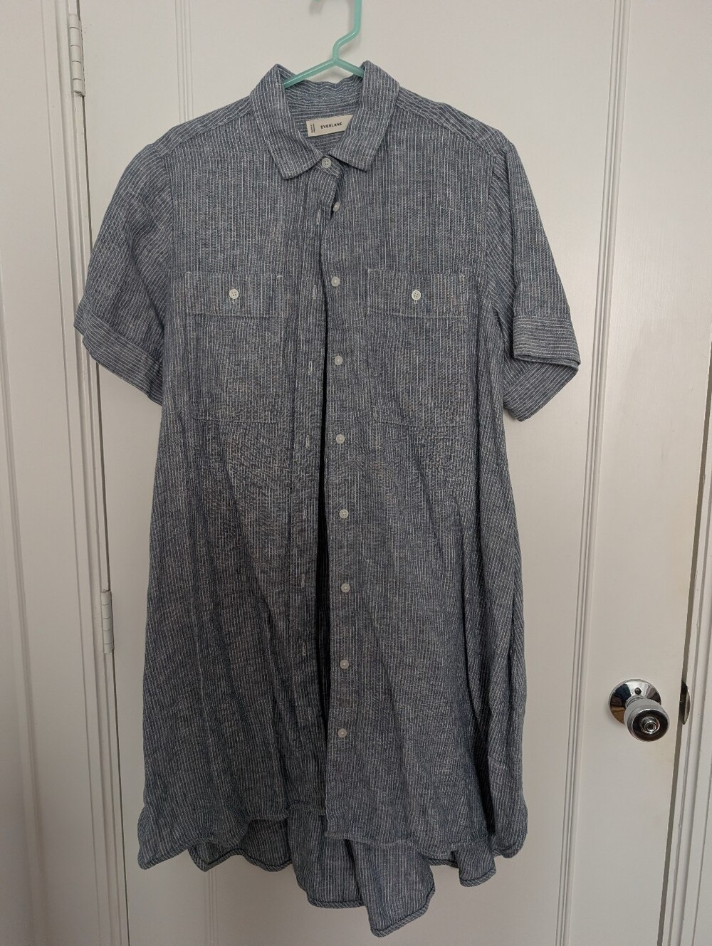 Everlane Daytripper Dress in Blue White Striped Linen- Medium